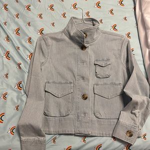 LOFT Denim Striped Jacket New no Tags XXS.